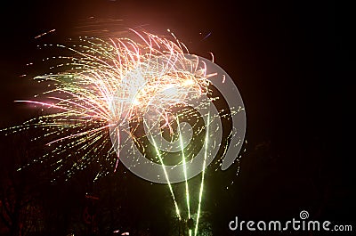 New years evening fireworks Stock Photo