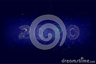 New years 2020 form lines, wireframe, triangles and particle style design. New Year illustration made by points and Vector Illustration