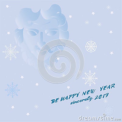 New years` greeting card on snowy background Vector Illustration