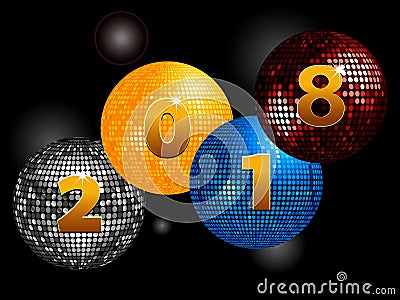 New Years Twenty Eighteenth on disco balls Stock Photo