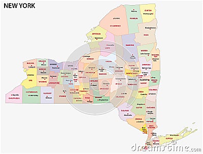 New york administrative map Vector Illustration