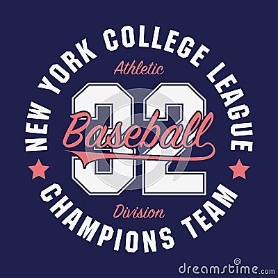 New York, Baseball typography for number t-shirt. Original sportswear print. Athletic apparel typography. Vector illustration. Vector Illustration