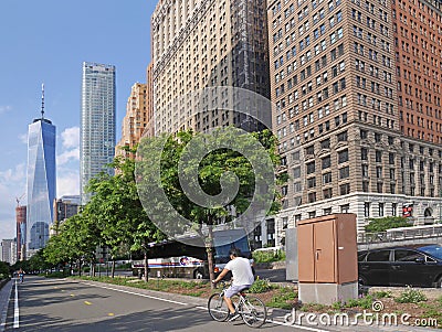 New York bike lane Editorial Stock Photo