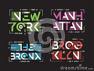 New York Brooklyn The Bronx Manhattan vector t-shirt and apparel Vector Illustration