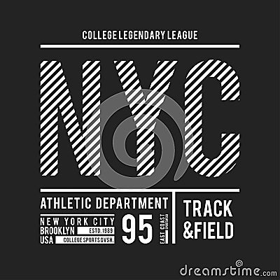 New York, Brooklyn typography for t-shirt print. Athletic patch for tee graphic. Vector Illustration