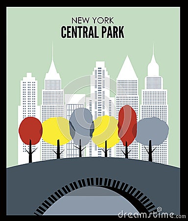 New York central park USA America Vector Illustration