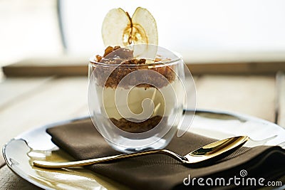 New york cheese cake dessert with mousse with apple cream Stock Photo