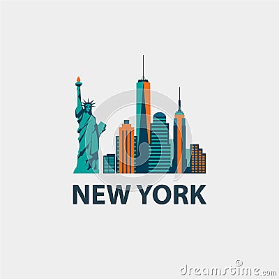 New York city architecture retro vector Vector Illustration