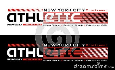 New York City athletic sport typography design with a background of black white color variants, Vector image illustrator Vector Illustration
