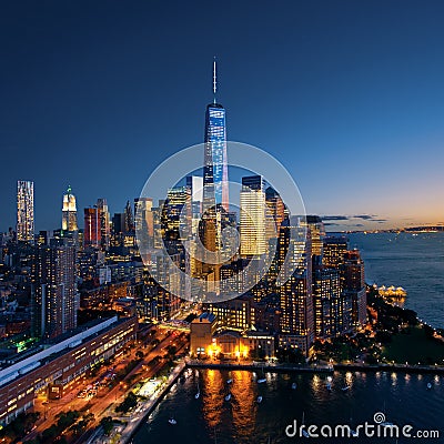 New York City - beautiful colorful sunset over manhattan Stock Photo