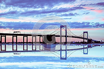 New York City Bridge at Dusk Stock Photo