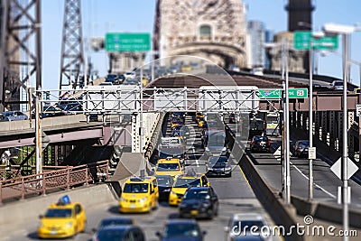 New York City - Busy view of the Queensboro Bridge in New York City Stock Photo