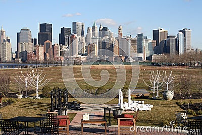 New York City and Chess Pieces Stock Photo