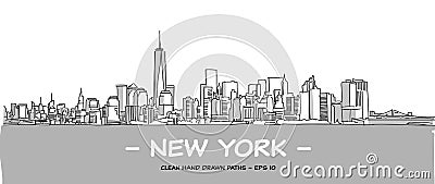 New York City Clean Hand Drawn Vector Illustration Vector Illustration