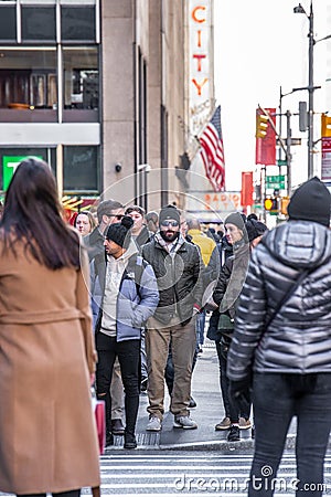 NYC Christmas Season Street Scene Editorial Stock Photo