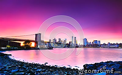 New York City at dusk. Stock Photo