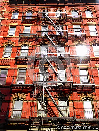 New York city fire escape ladder Stock Photo