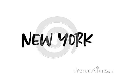 New York city handwritten typography word text hand lettering. Modern calligraphy text. Black color Vector Illustration