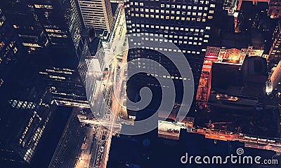 New York City intersection at night Stock Photo