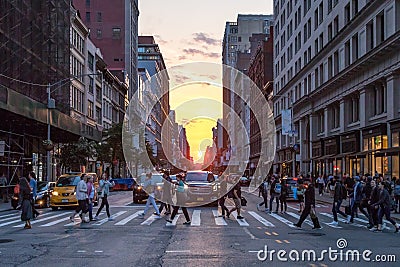 New York City intersection on 23rd Street Editorial Stock Photo