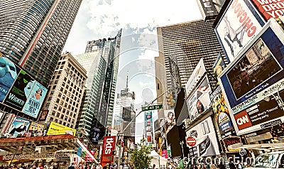 NEW YORK CITY - JUNE 2013: Times Square, featured with Broadway Editorial Stock Photo