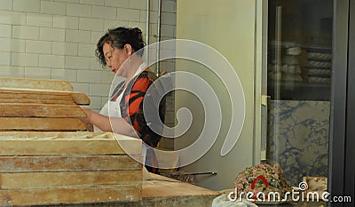 New York City Korea Town Restaurant Female Worker Wrapping Korean Dumplings Editorial Stock Photo