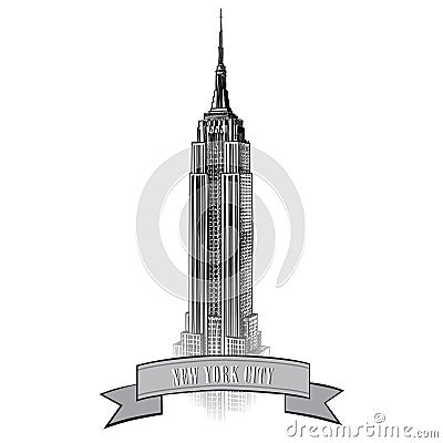 New York City Label. Vector USA landscape. Hand drawn sketch illustration Editorial Stock Photo