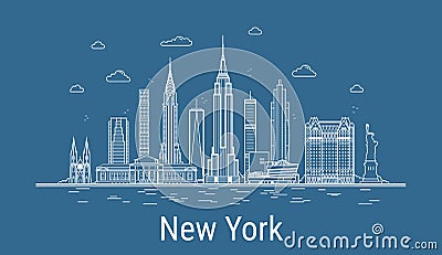 New York city line art vector illustration Vector Illustration