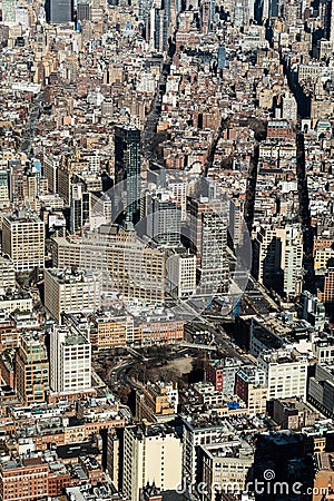 New York City, Manhattan - aerial view from south Manhattan to the north, to Midtown Manhattan Editorial Stock Photo
