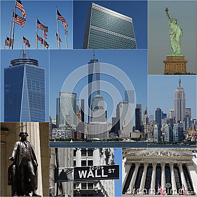 New York City And Manhattan Collage Editorial Stock Photo