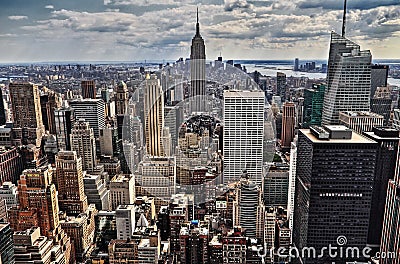 New York City Manhattan midtown aerial panorama view Stock Photo