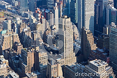 New York City Manhattan skyline aerial view with skyscrapers Stock Photo