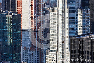 New York City Manhattan skyscrapers aerial view under construction Stock Photo