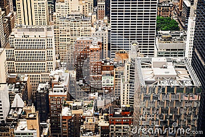 New York City Manhattan skyscrapers from high point. Stock Photo