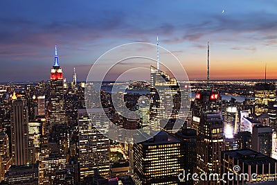 New York City Midtown with Empire State Building at Dusk Stock Photo