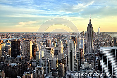 New York City Midtown with Empire State Building at Sunset Editorial Stock Photo