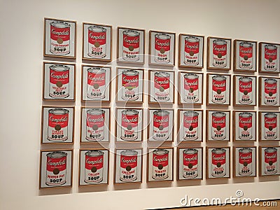 Campbell`s soup by Andy Warhol Editorial Stock Photo