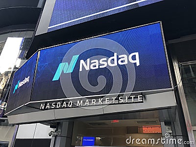 NASDAQ Stock Exchange in Times Square Manhattan Editorial Stock Photo