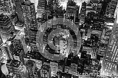 New York City at night in black and white Stock Photo