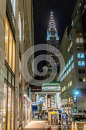 New York City - Night walk, Chrisler Building Editorial Stock Photo