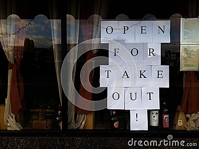 New York City Restaurant Take Out Sign Editorial Stock Photo