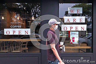 New York City Restaurants Reopening Customer Ordering Takeout Food NYC Editorial Stock Photo