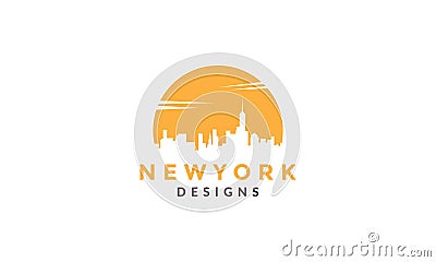 New york city shape with sunset logo vector icon illustration design Vector Illustration