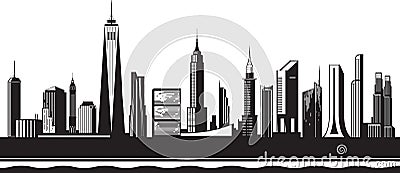 New York City silhouette by day Vector Illustration