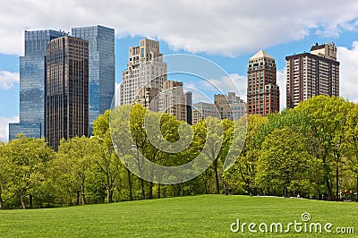 New York City skyline from Central Park Stock Photo