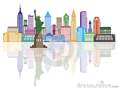 New York City Skyline Color Vector Illustration Vector Illustration