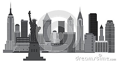 New York City Skyline Illustration Vector Illustration