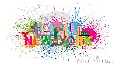 New York City Skyline Paint Splatter Illustration Vector Illustration