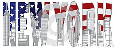 New York City Skyline Text Ooutline Vector Illustration Vector Illustration