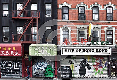 New York City Small Family Owned Businesses Closed on Empty Streets of Chinatown District NYC Editorial Stock Photo